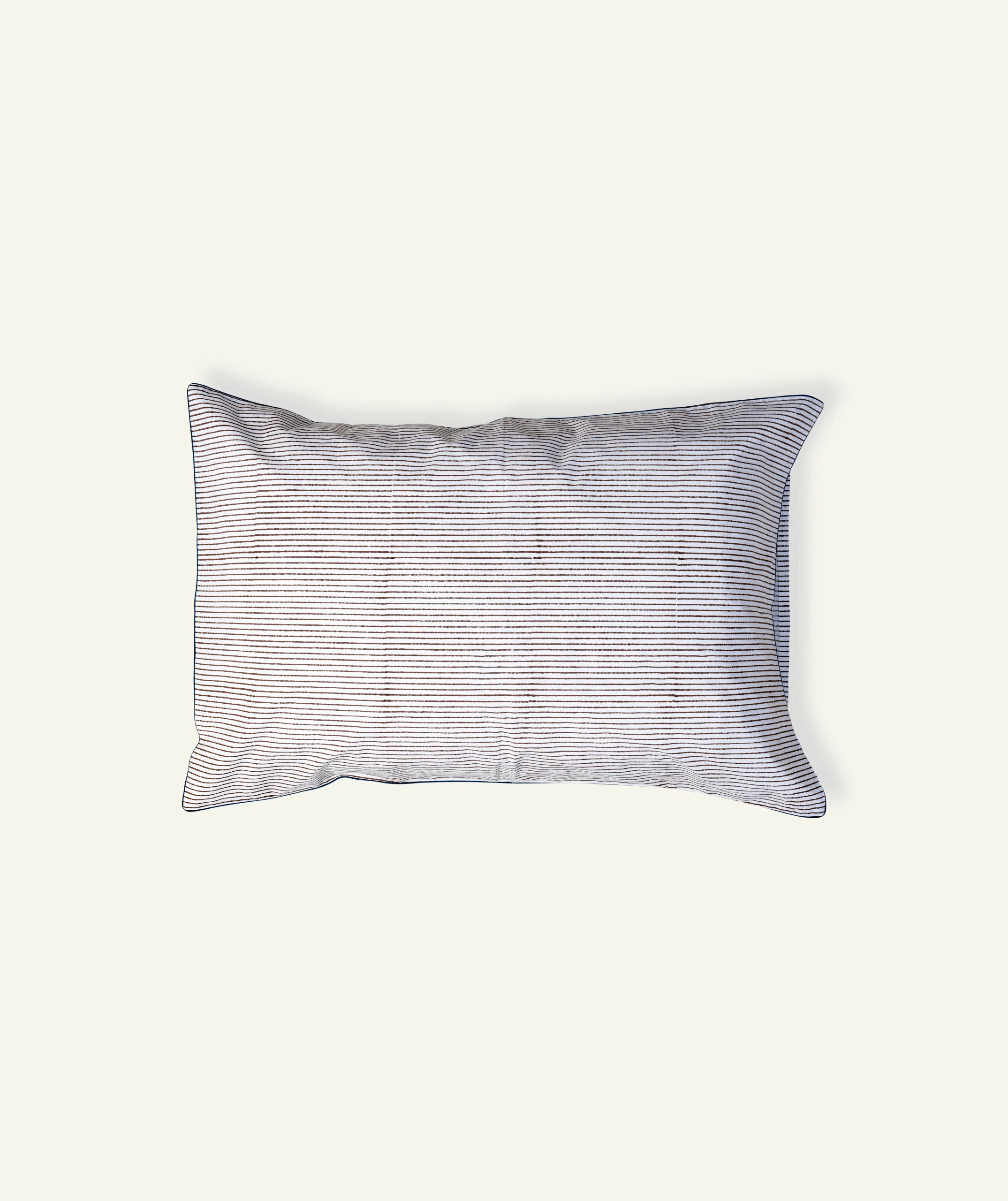 Mocha Brown with Haze Indigo Pure Stripes Pillow Cover (Set of 2) - Image 1