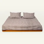 Mocha Brown with Haze Indigo Silent Stripes Flat Bedsheet
