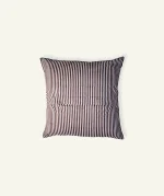 Mocha Brown with Haze Indigo Silent Stripes, 24x24 Inch Cushion Cover - Image 3