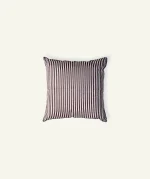 Mocha Brown with Haze Indigo Silent Stripes, 18x18 Inch Cushion Cover - Image 3