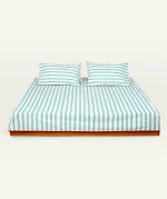 Pearl Green with Candy Red Muted Layers Flat Bedsheet