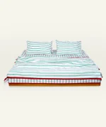Pearl Green with Candy Red Muted Layers Flat Bedsheet - Image 3