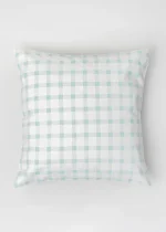 Yellow Dwelling Ice Blue Gingham Cushion Cover(18" x 18") - Image 2