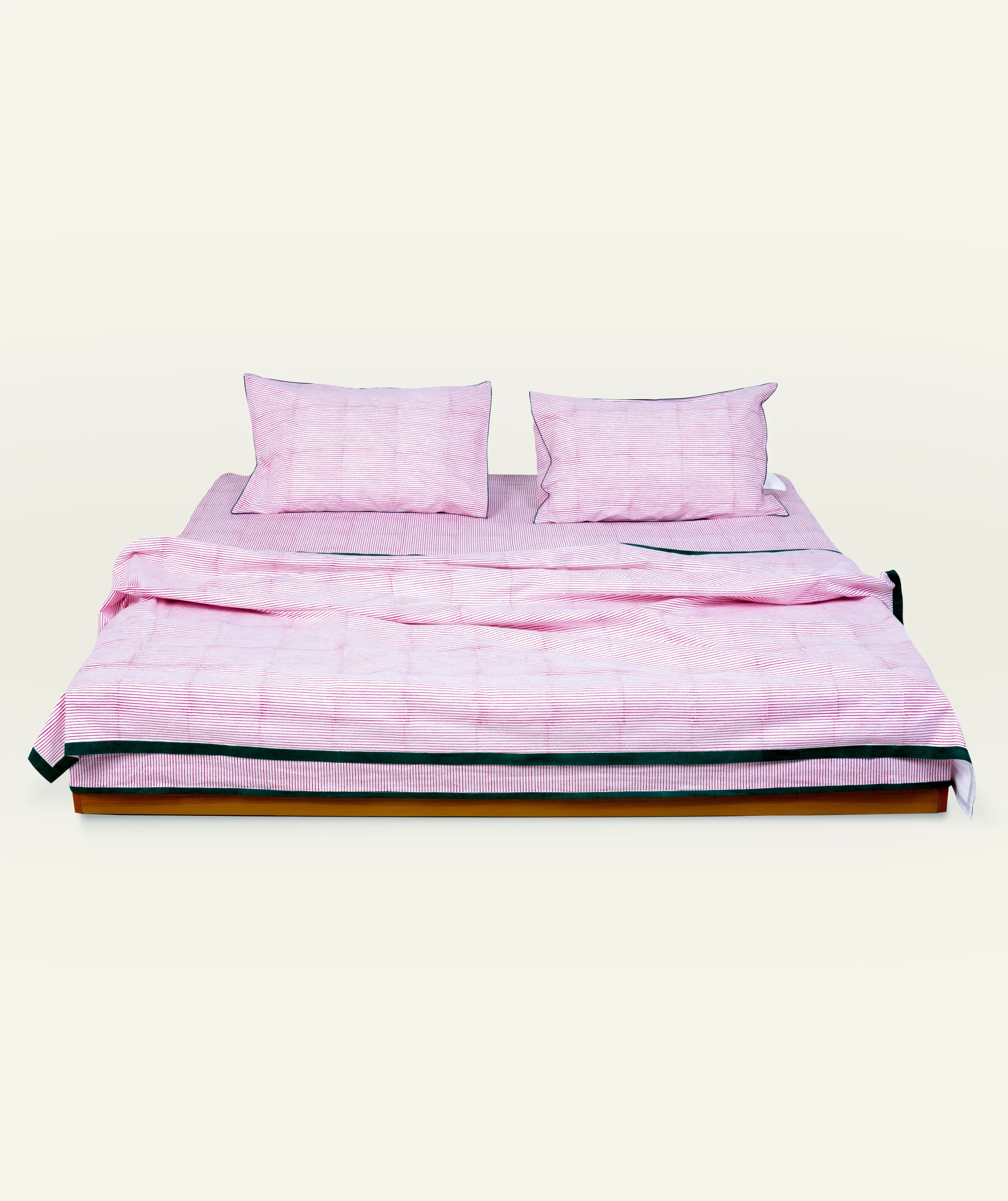 Berry Pink with Pearl Green Pure Stripes Dohar - Image 1