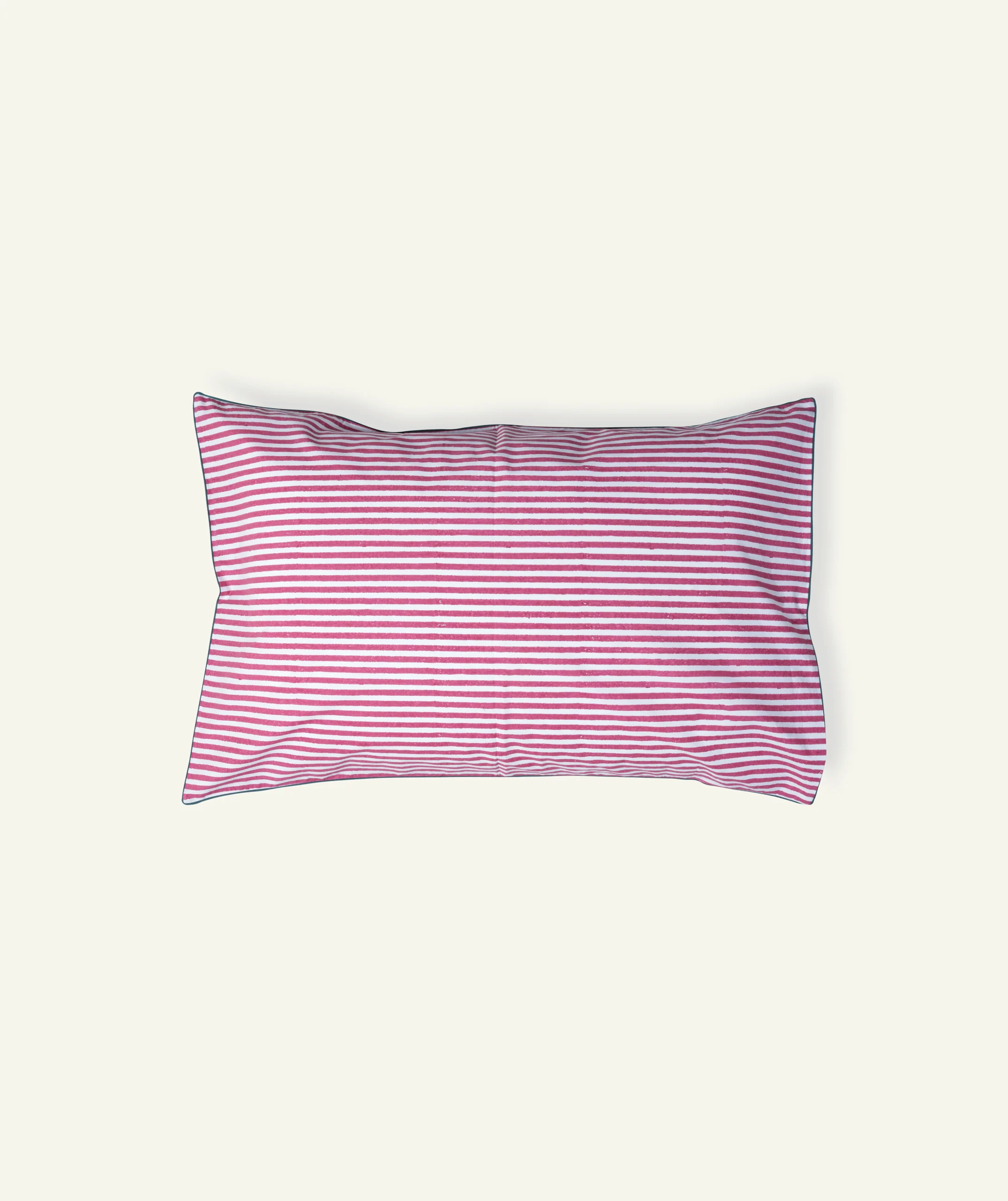 Berry Pink with Pearl Green Silent Stripes Pillow Cover (Set of 2) - Image 1