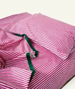 Berry Pink with Pearl Green Silent Stripes Flat Bedsheet - Image 2