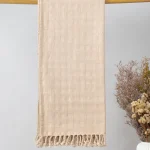 Yellow Dwelling Textured Solid Throw - Ivory