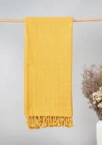 Yellow Dwelling Textured solid throw - Mustard