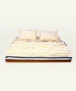 Mellow Yellow with Misty Blue Muted Layers Flat Bedsheet - Image 4
