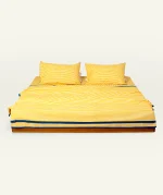 Mellow Yellow with Misty Blue Silent Stripes Pillow Cover (Set of 2) - Image 4