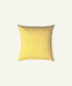 Mellow Yellow with Misty Blue Silent Stripes, 24x24 Inch Cushion Cover