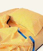 Mellow Yellow with Misty Blue Silent Stripes Pillow Cover (Set of 2) - Image 2
