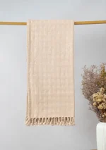 Yellow Dwelling Textured Solid Throw - Ivory