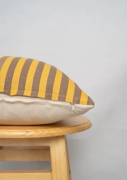 Yellow Dwelling Sand Dunes 100% Cotton Geometric Cushion Cover For Sofa - Mustard and Brown — view 2