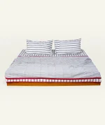 Cloudy Black with Candy Red Pure Stripes Flat Bedsheet - Image 4