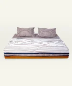 Mocha Brown with Haze Indigo Muted Layers Flat Bedsheet - Image 4