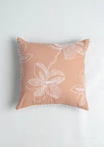 Yellow Dwelling Embrose Embroidered 100% Cotton floral Design Cushion Cover for Sofa – Rust