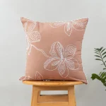 Yellow Dwelling Embrose Embroidered 100% Cotton floral Design Cushion Cover for Sofa – Rust