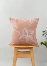 Yellow Dwelling Embrose Embroidered 100% Cotton floral Design Cushion Cover for Sofa – Rust