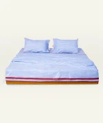Dreamy Blue with Candy Red Silent Stripes Flat Bedsheet - Image 3