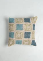 Yellow Dwelling Prism Crochet Geometric Fusion Cushion Cover 100% Cotton - Blue — view 3