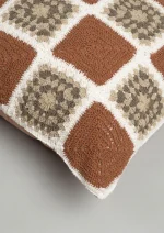 Yellow Dwelling Prism Crochet Geometric Fusion Cushion Cover 100% Cotton - Rust — view 3