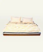 Mellow Yellow with Misty Blue Muted Layers Flat Bedsheet - Image 4