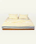 Mellow Yellow with Misty Blue Muted Layers Flat Bedsheet - Image 3