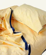 Mellow Yellow with Misty Blue Pure Stripes Pillow Cover (Set of 2)