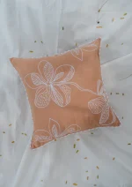 Yellow Dwelling Embrose Embroidered 100% Cotton floral Design Cushion Cover for Sofa – Rust