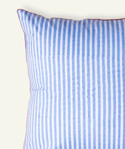Pale blue Red Silent stripes Body Cushion Cover
