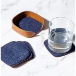 Squircle Felt Coaster Set - Blue