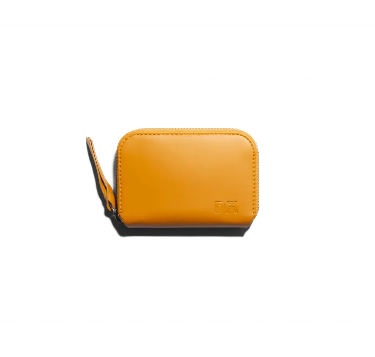 Chrome Yellow Vegan Leather Zipper Slim Card & Coin Wallet | Online Shopping | KlippiK Kuwait UAE Saudi