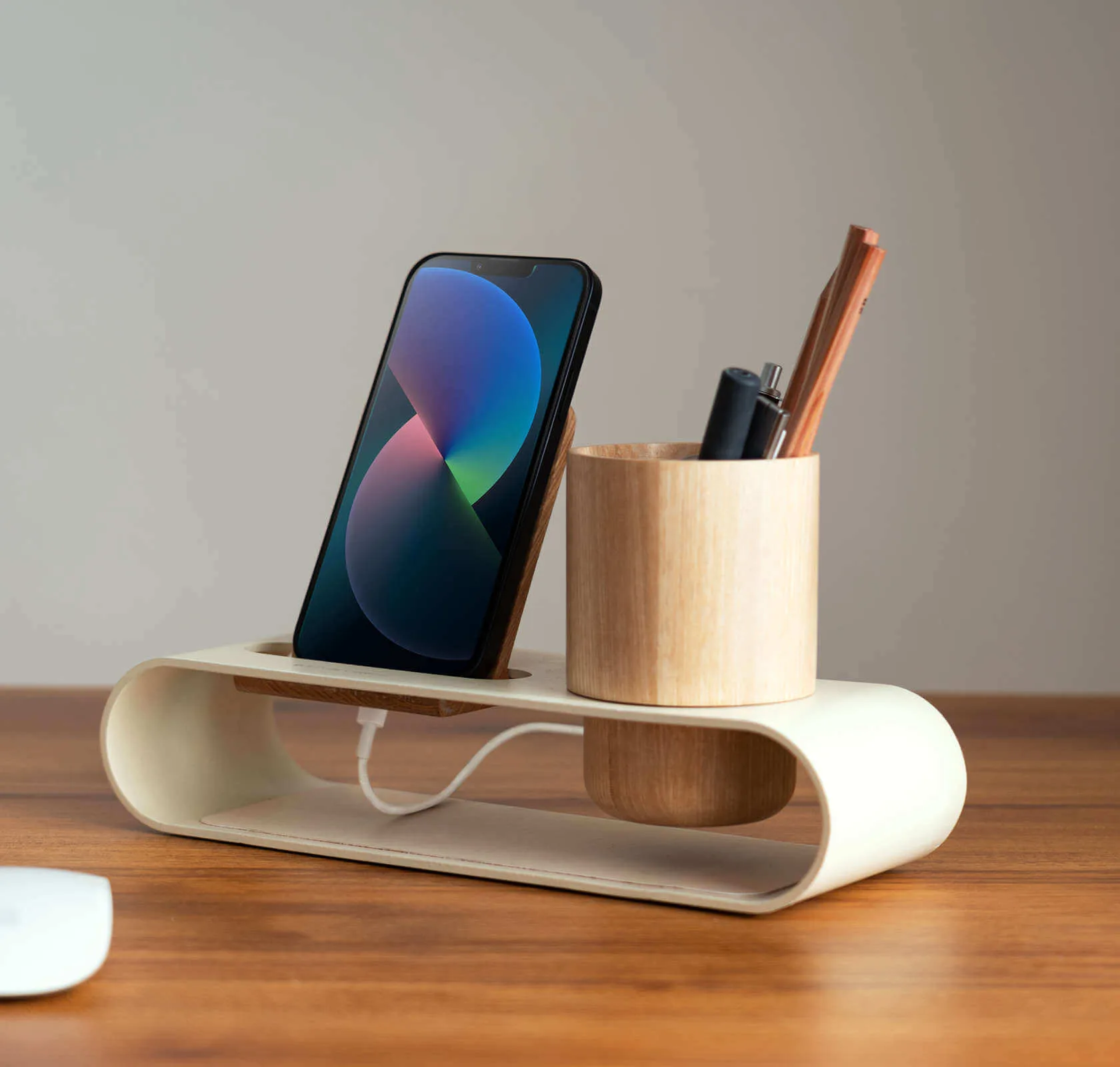 Cirque Phone and Pen Stand - Ivory White | Shop Online - Platform Collection | Klippik Kuwait UAE Saudi