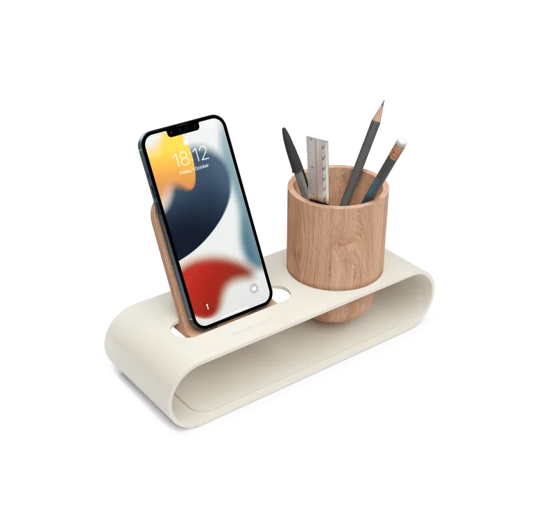 Cirque Phone and Pen Stand - Ivory White | Shop Online - Platform Collection | Klippik Kuwait UAE Saudi