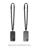 Black Leatherite Crossbody Phone Lanyard - Strap