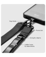 Black Crossbody Utility Phone Lanyard - Strap