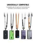 Black Reflective Crossbody Phone Lanyard - Cord