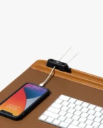 Tan-Brown Snap On Organiser Desk Mat with Cable Holder