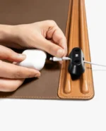 Tan-Brown Snap On Organiser Desk Mat with Cable Holder