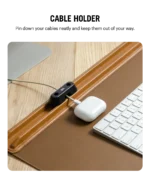 Tan-Brown Snap On Organiser Desk Mat with Cable Holder