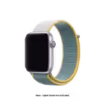 Teal Dual Colour Nylon Apple Watch band fitted to an Apple Watch, shown on white — fits 42/44/45/49 mm cases, watch not included