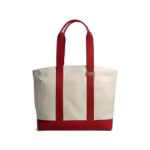 Ivory-Crimson Red Field Tote Bag — canvas tote with contrast webbing handles, shown on white