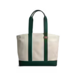 Ivory-Forest Green Field Tote Bag