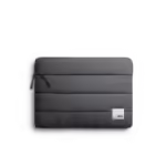 Slate Gray Stria Laptop Sleeve Bag - Medium — padded quilted laptop sleeve with a side carry handle, shown on white