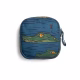 Blue alligator print square pouch bag flat front view with zipper | KlippiK Kuwait