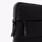 Detail close up of black Stria sleeve zipper with double pull cord | KlippiK Kuwait
