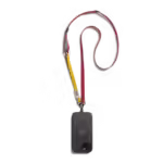 Red-Yellow Crossbody Phone Lanyard - Strap attached to a black phone case, shown hanging against a white background