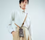 Tan Leatherite Crossbody Phone Lanyard - Strap - Image 3