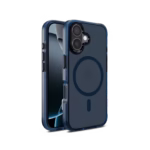 Blue Nimbus MagSafe Phone Case Cover For iPhone 16 shown front and back at an angle on white, with the MagSafe ring visible
